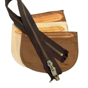 Louis Vuitton Brown and Cream Pouches with Gold Zipper